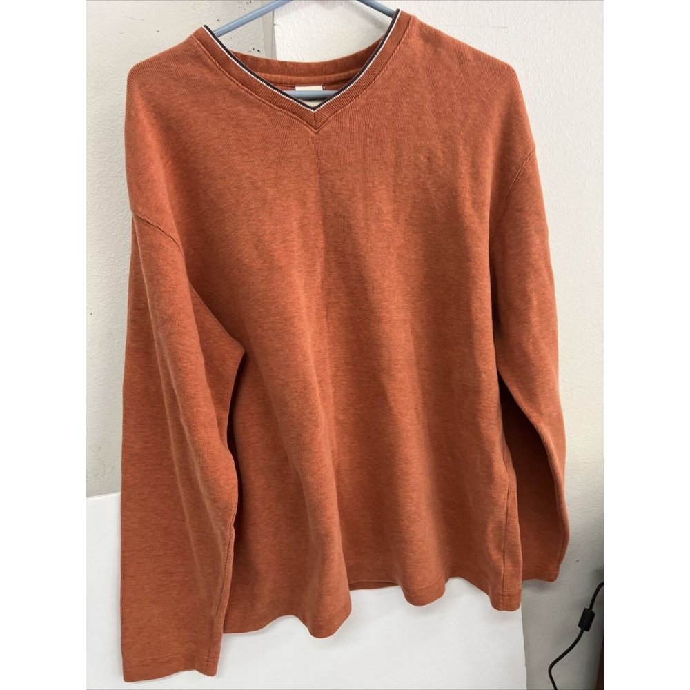 Old Navy Men's Size large Light Weight Pullover Sweater orange Long Sleeve